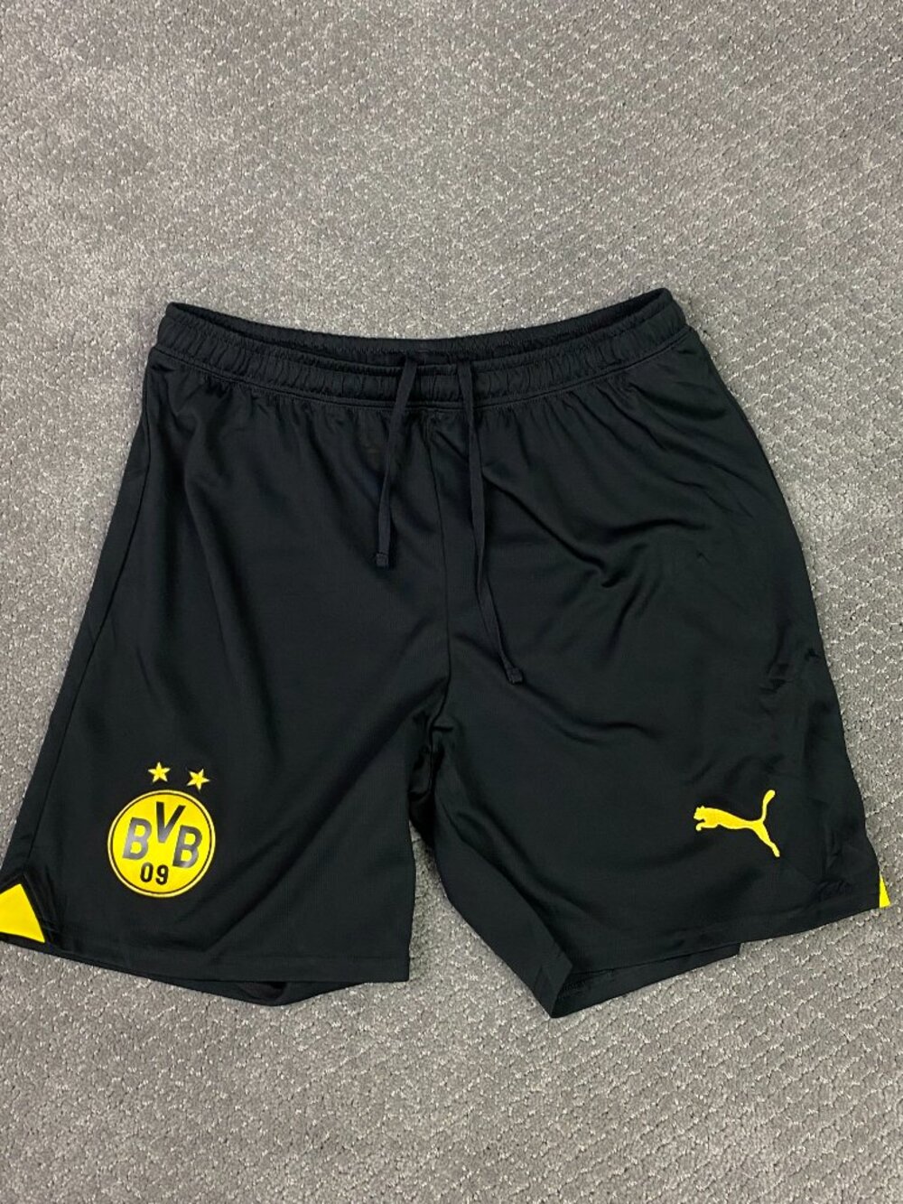 Puma Borussia Dortmund Shorts Mens Medium Black Yellow Soccer Football